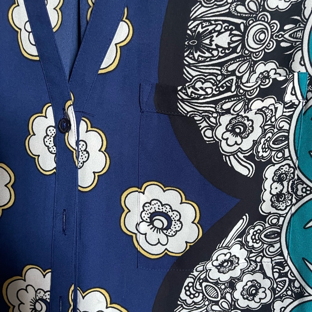 Express Blue And Teal Patterned Button Down Shirt - image 6